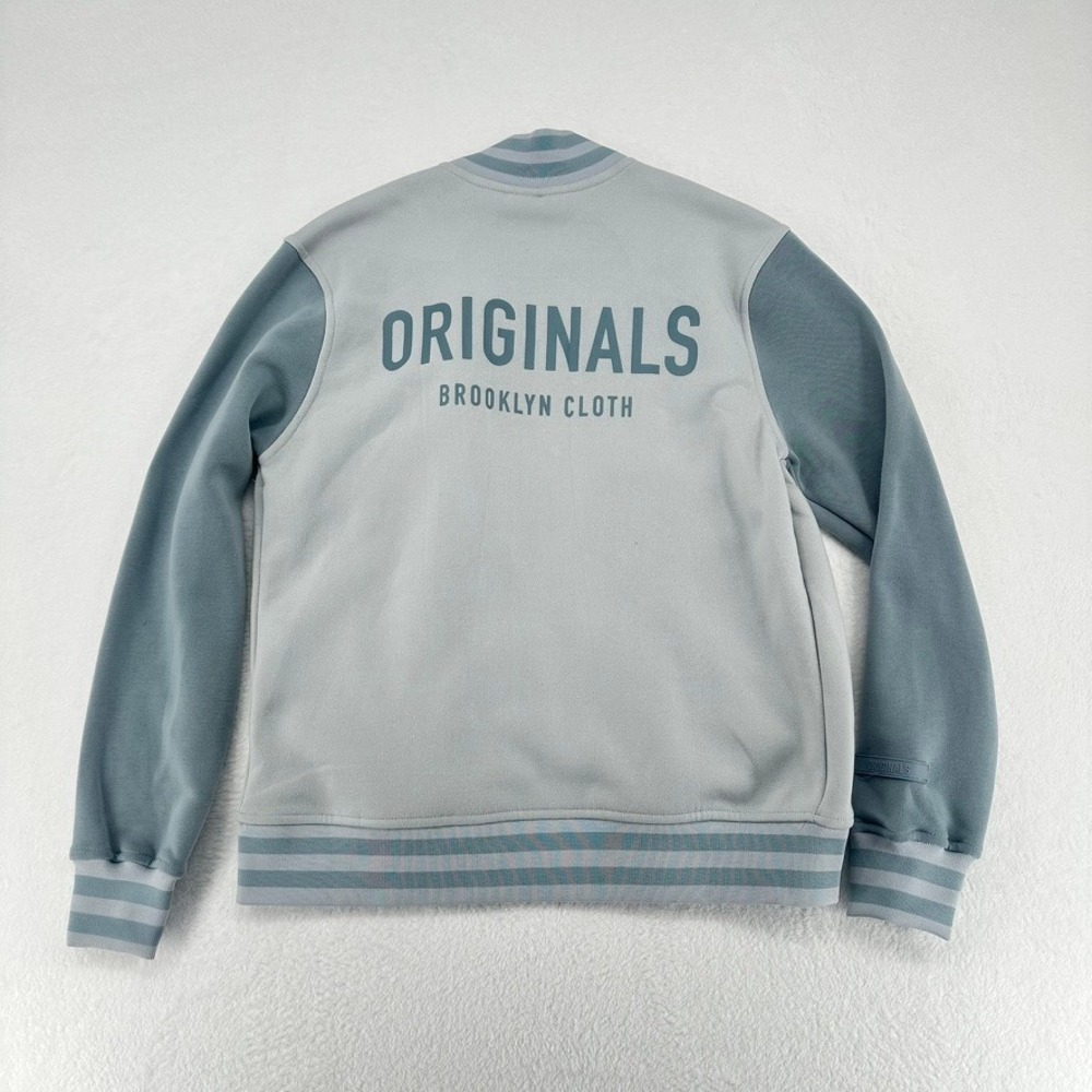 Originals Brooklyn Cloth Varsity Jacket Gray Blue Snap Front Small NWT - Picture 11 of 13